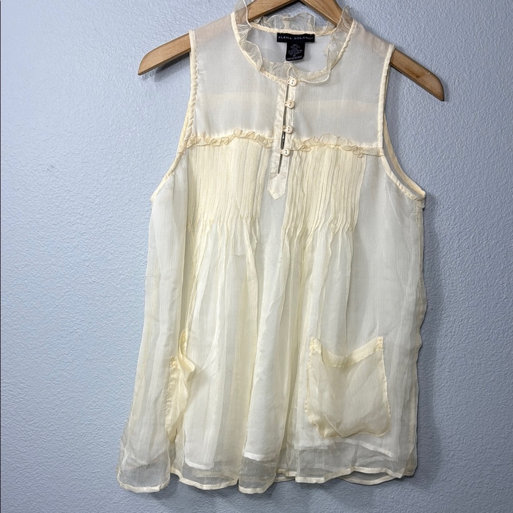 NWT Elena Solano Women's Cream‎ Silk Top